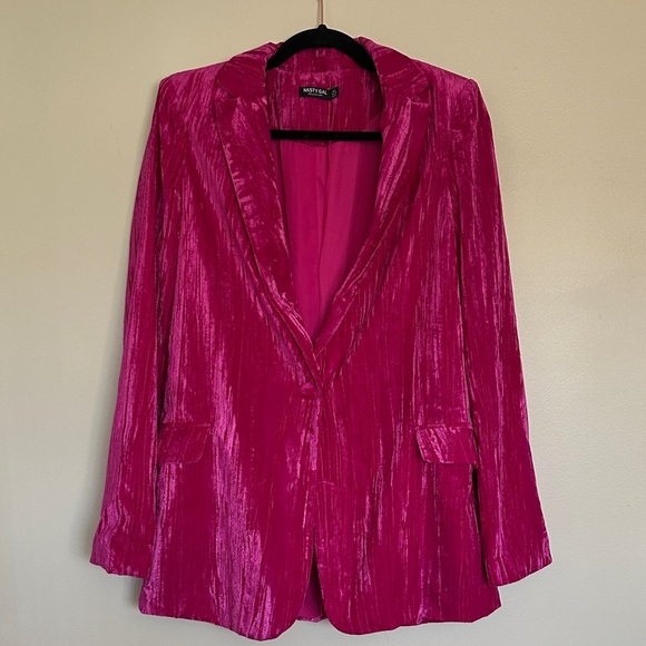 Nasty gal single Breasted Crushed Velvet Blazer - Picture 2 of 4